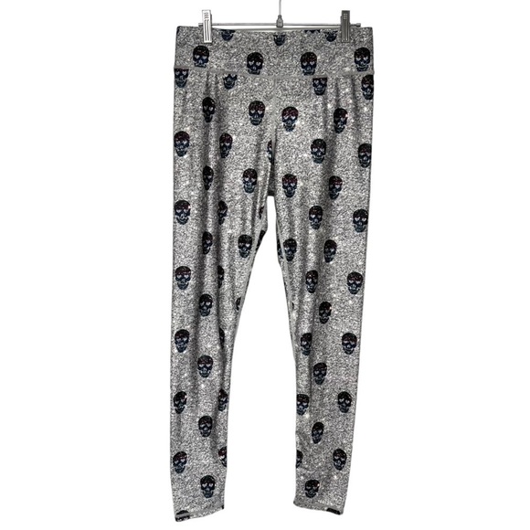 Terez Glitter Skull Athletic Leggings 7/8 Tights Women’s Medium - Picture 10 of 10